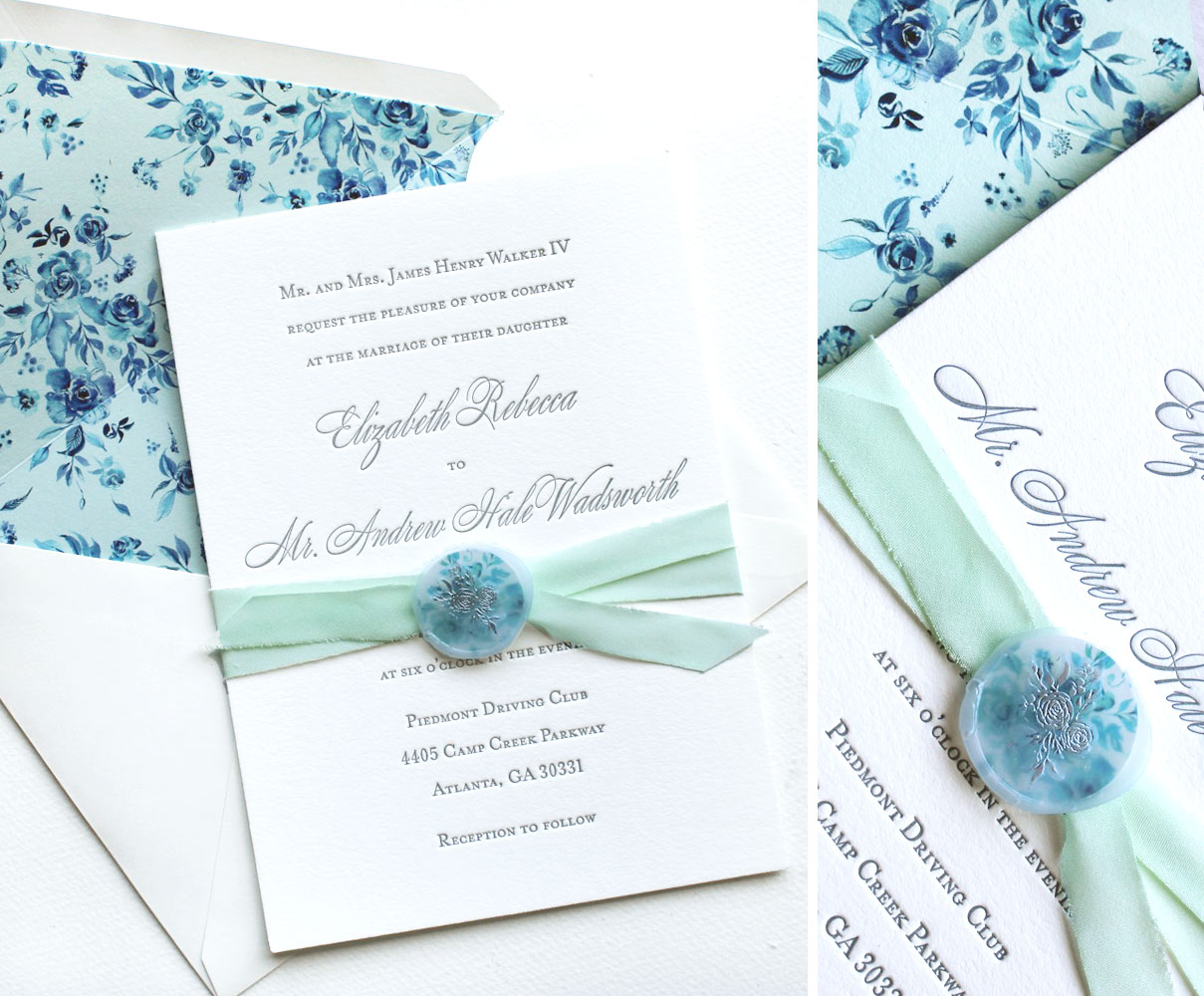 Floral Wax Seal Wedding Invitations