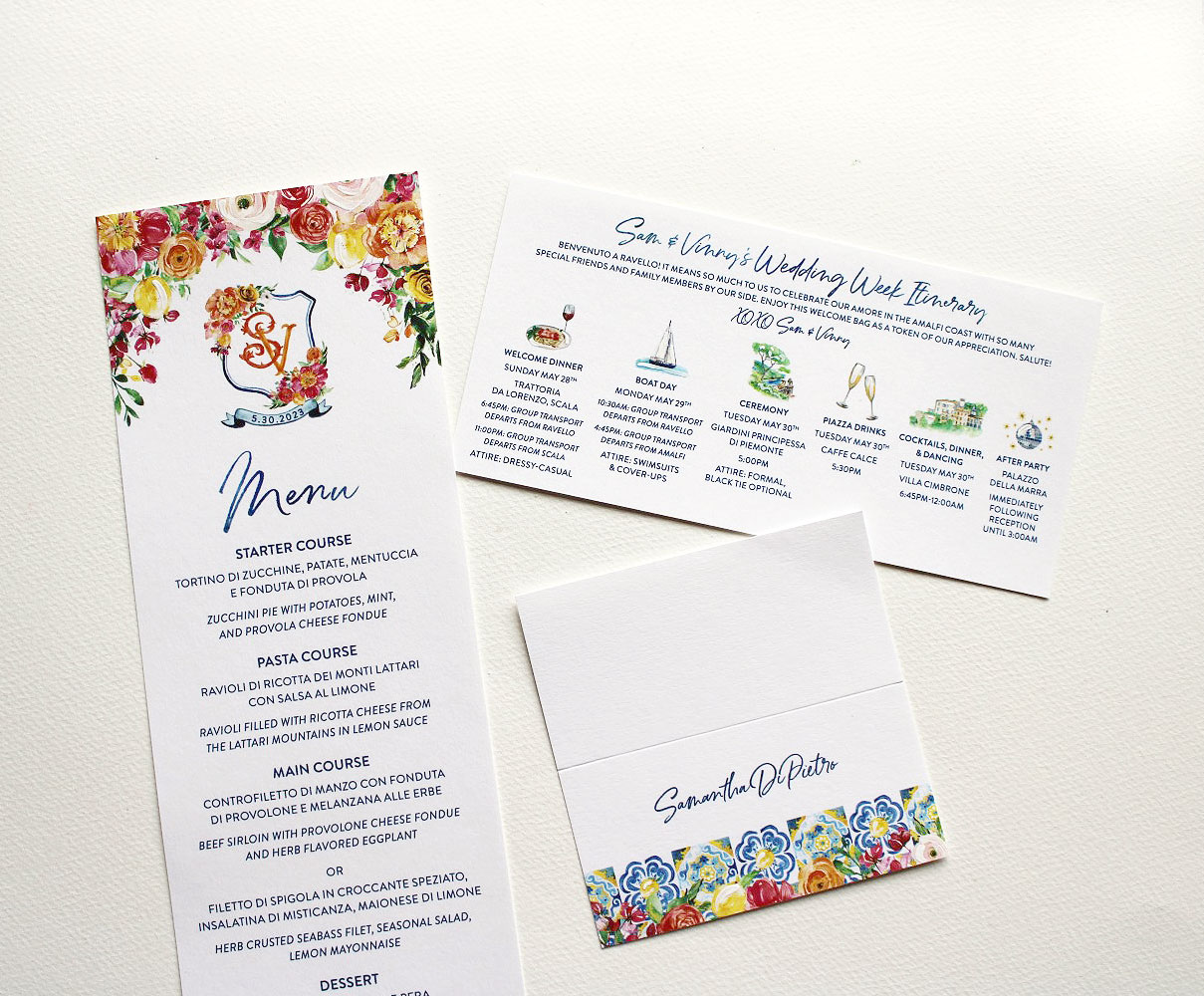 Giardini Principessa di Piemonte Italy Wedding Invitations 