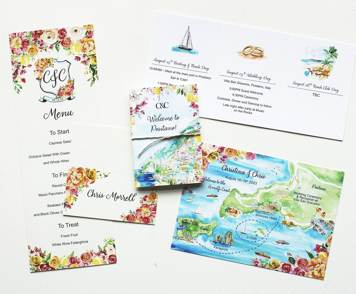 Watercolor Italy Wedding Stationery