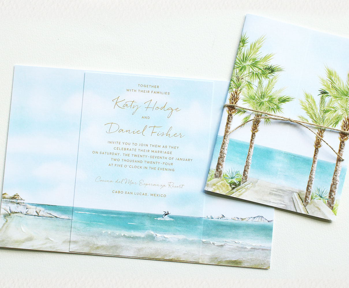Beachy Cabo San Lucas Wedding Invite