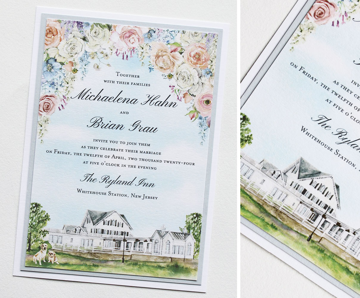 Ryland Inn Illustrated Wedding Invitations