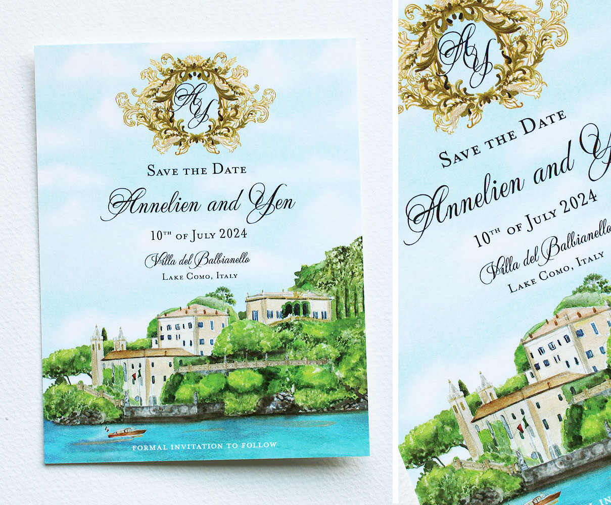 Villa del Balbianello Illustrated Wedding Invitation
