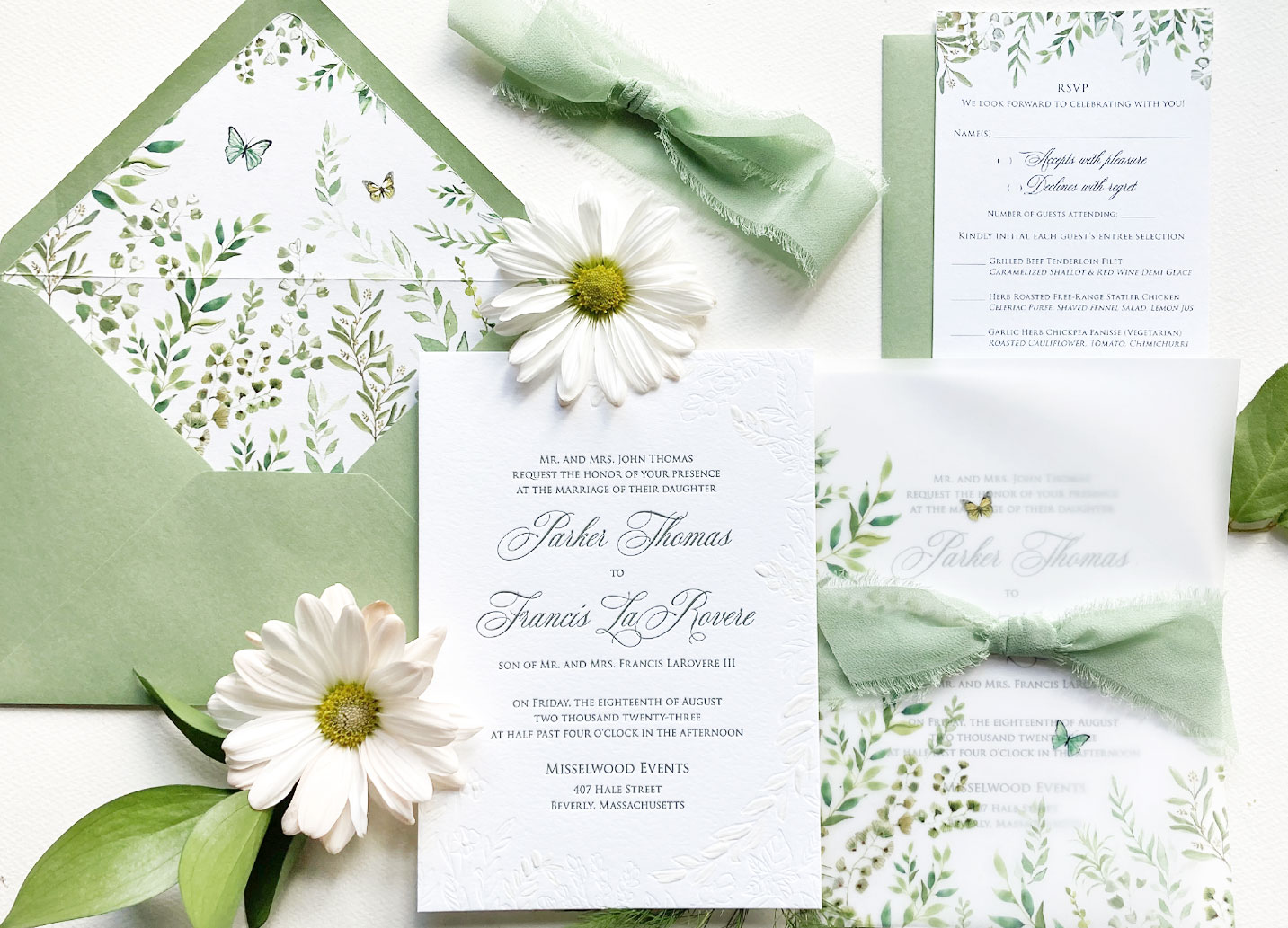 Botanical Letterpress Wedding Invitations 