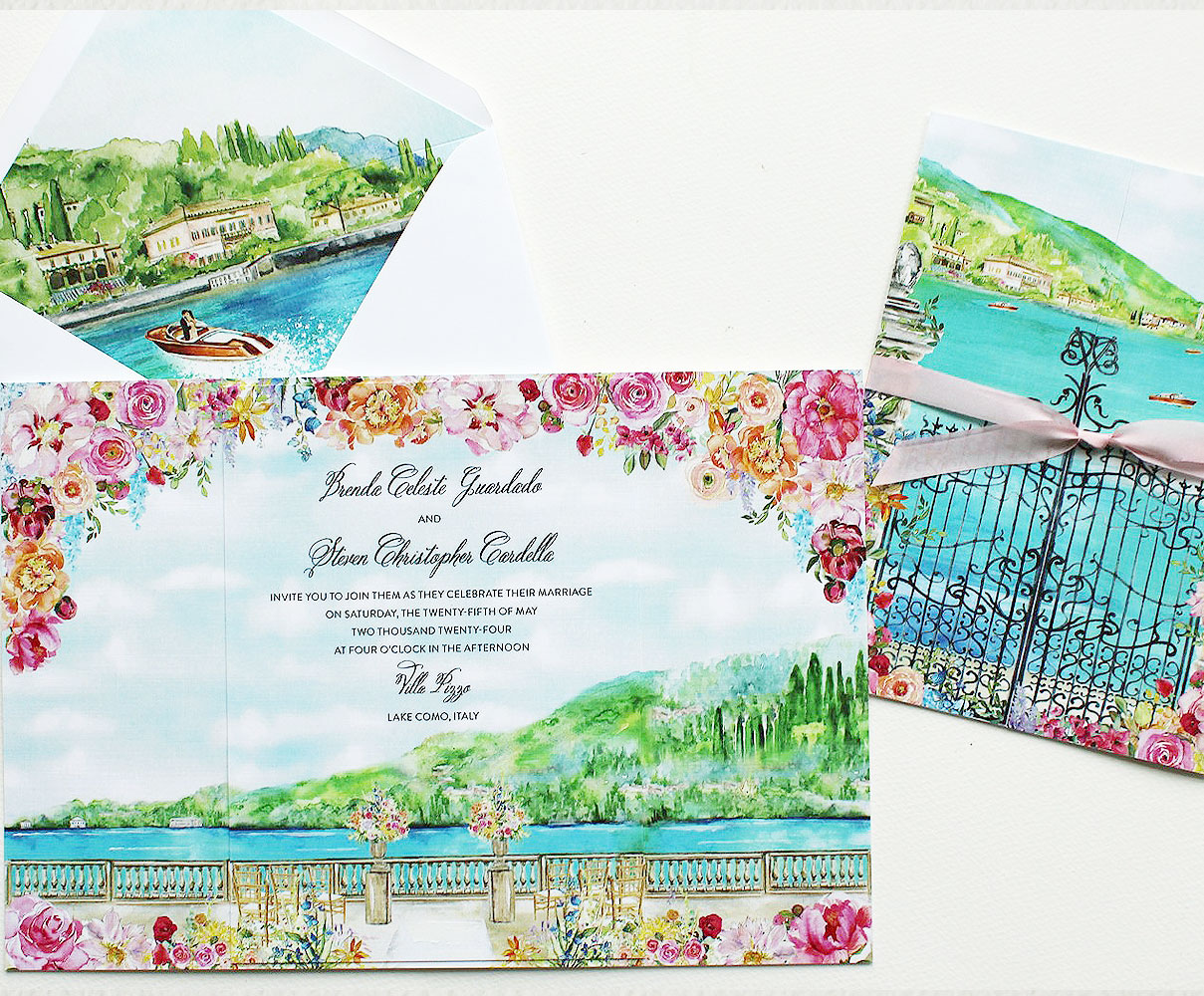 Villa Pizzo Lake Como Wedding Invitations