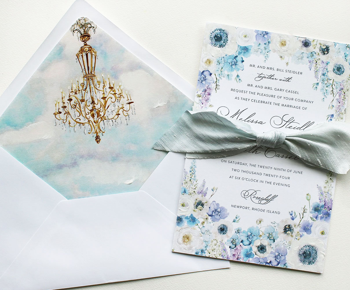 Pastel Floral Rosecliff Wedding Invitations