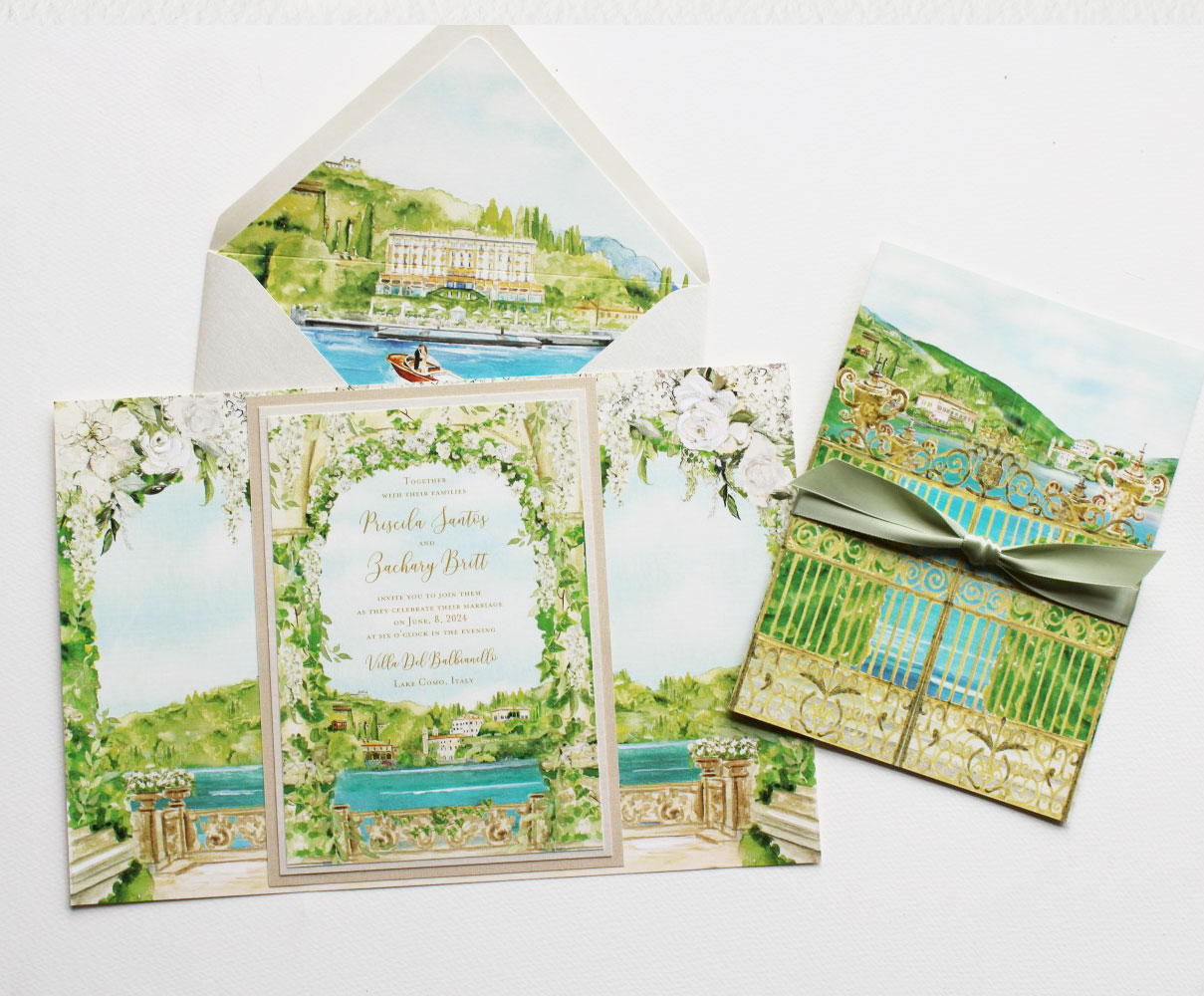 villa-del-balvianello-watercolor-wedding-invitation