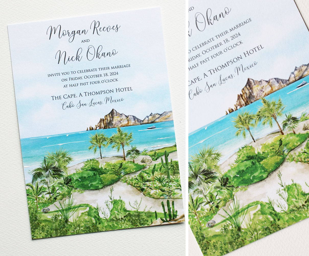 Watercolor Cabo San Lucas Wedding Invitations