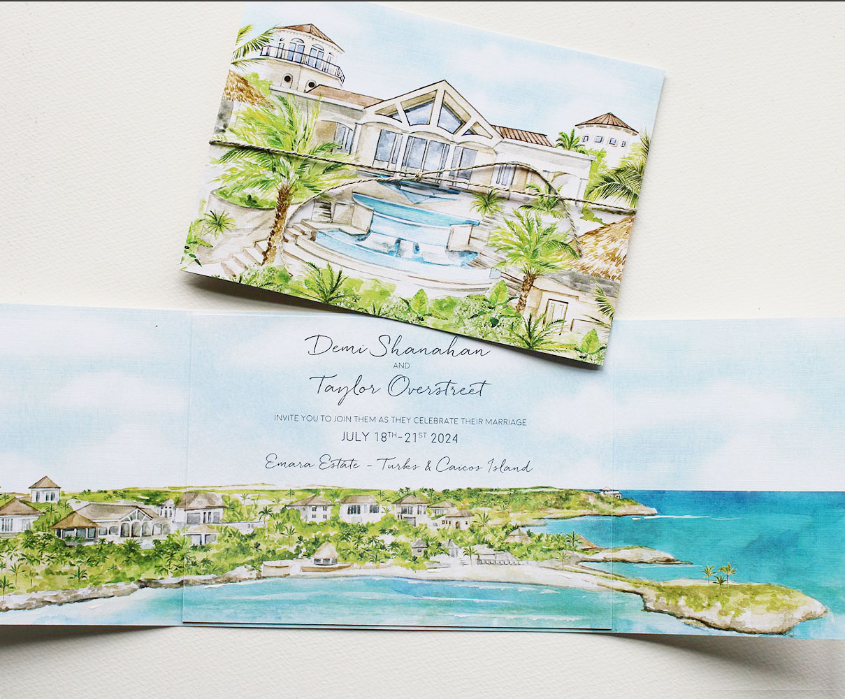 Turks and Caicos Emara Estate Wedding Invitations 