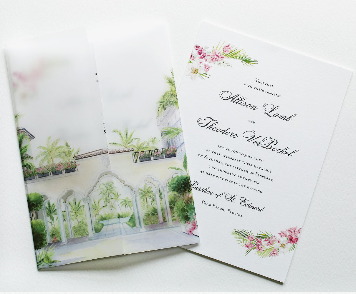 Luxury Palm Beach Florida Wedding Invitations