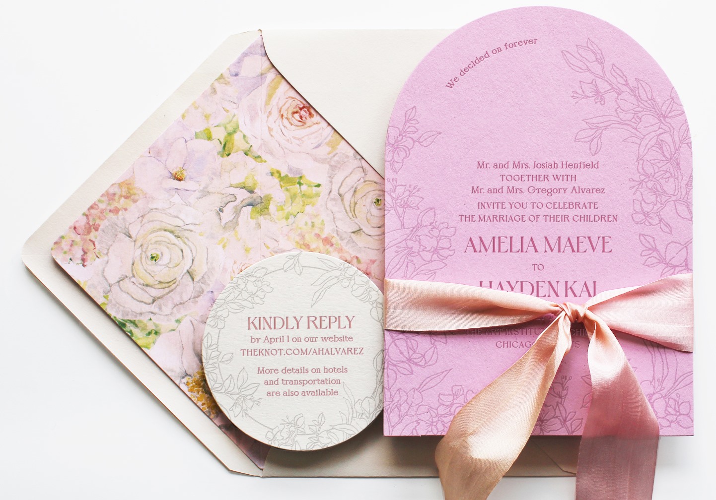 Modern Floral Letterpress invite