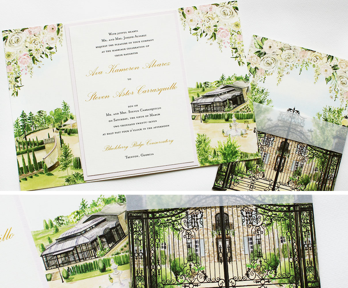 Blackberry Ridge Watercolor Georgia Wedding Invitation